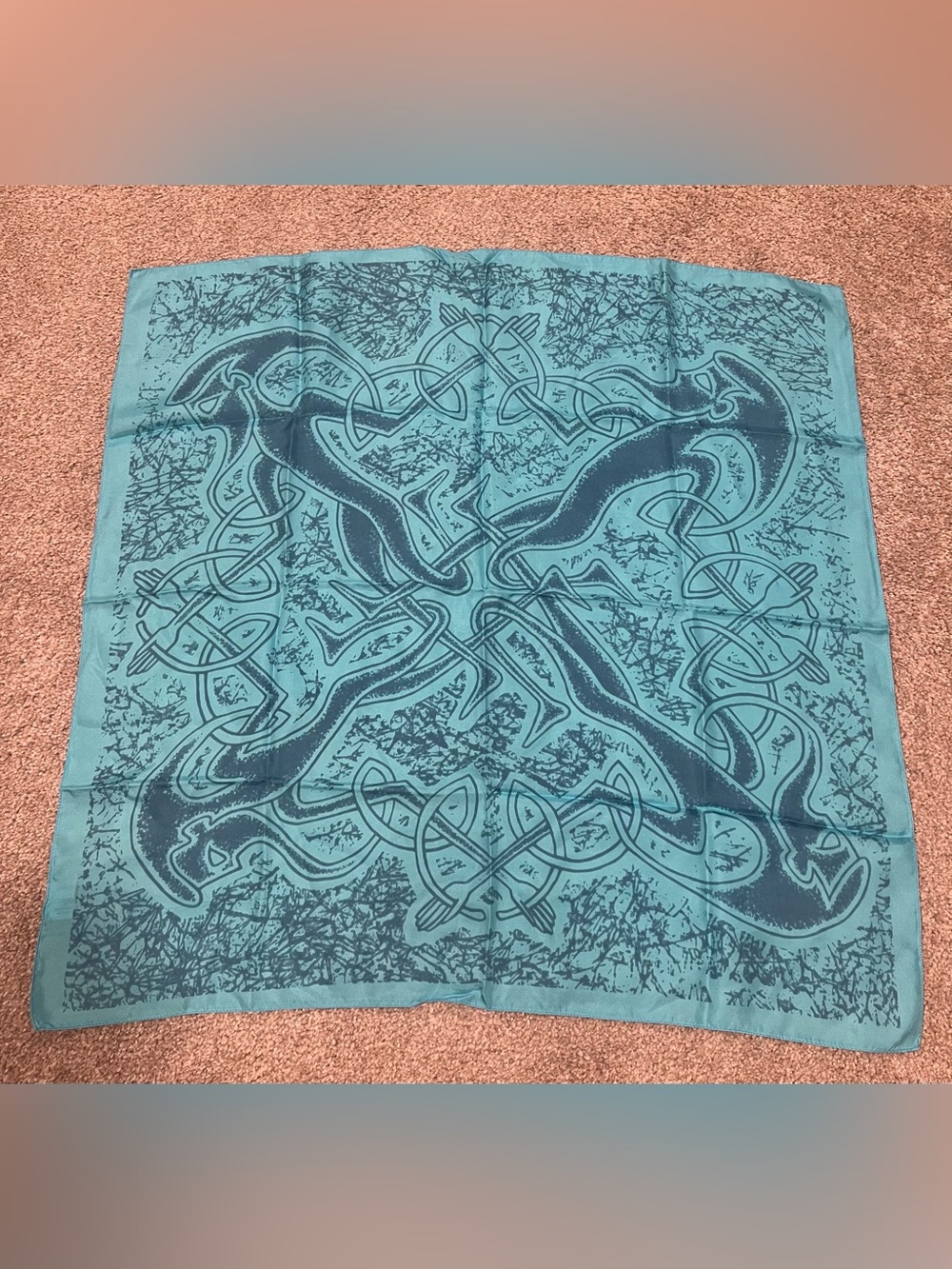 Vintage Blue Scotscarves Designs by Jane Foulis 100% Silk Scarf